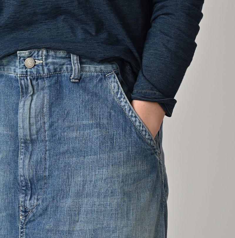 45R Mugihiko Denim Painter Skirt Tan - Image 7