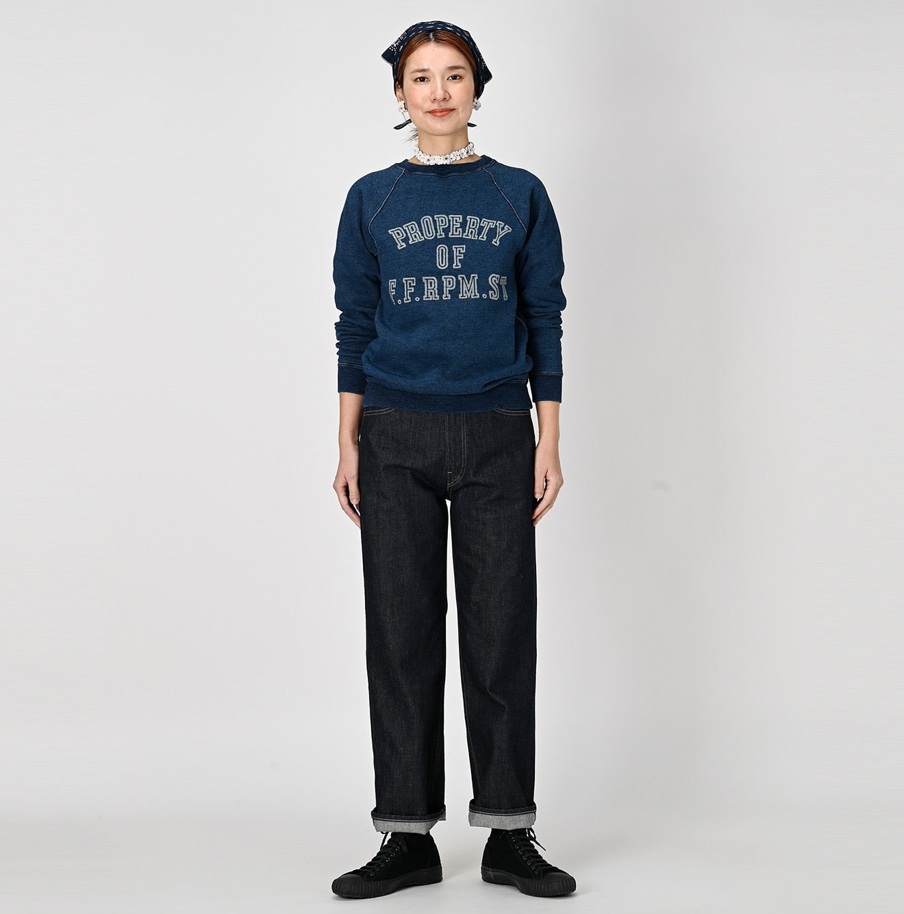 Indigo Cotton Fleece 908 Sweat Top | 45R Official Online Store