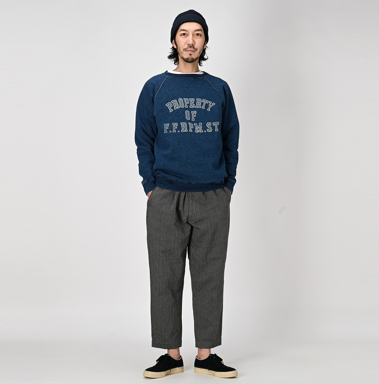 Indigo Cotton Fleece 908 Sweat Top | 45R Official Online Store