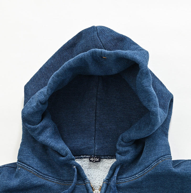 45R Indigo Cotton Fleece 908 Zip Hoodie (Size 1)