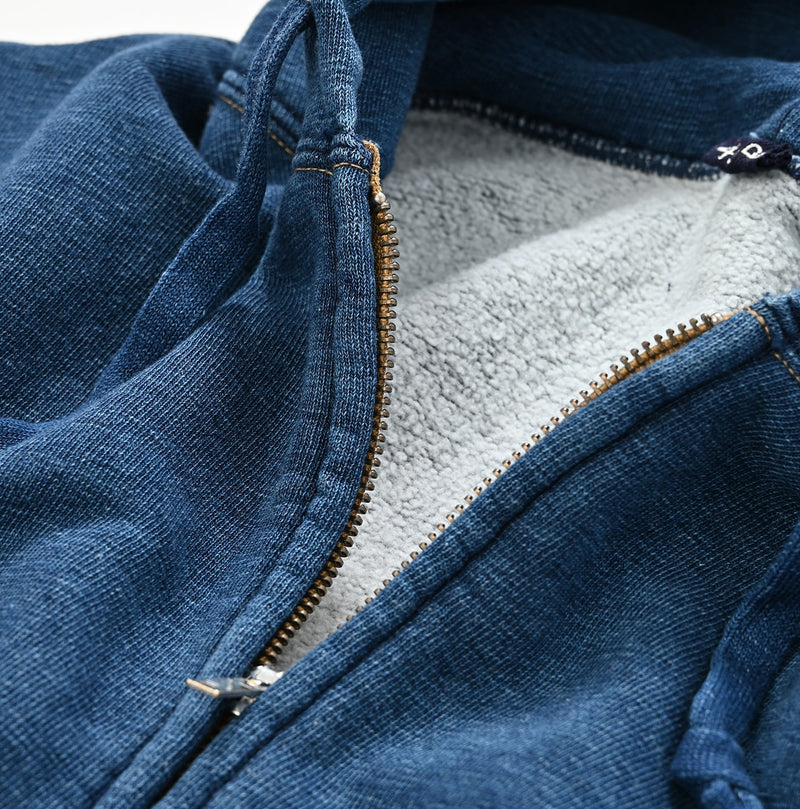 45R Indigo Cotton Fleece 908 Zip Hoodie (Size 1)