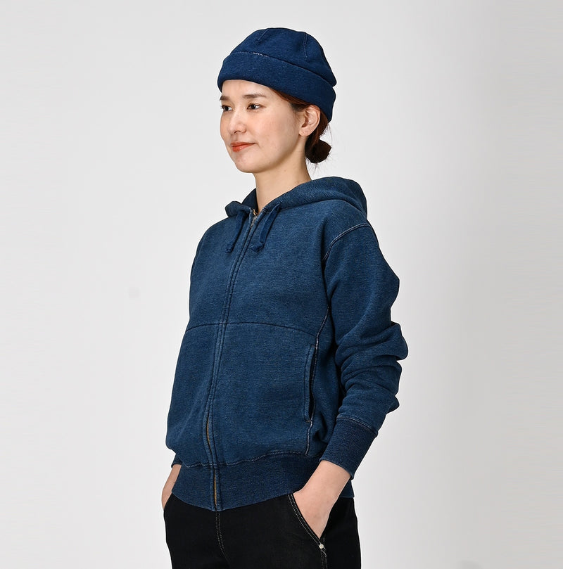 45R Indigo Cotton Fleece 908 Zip Hoodie (Size 1)