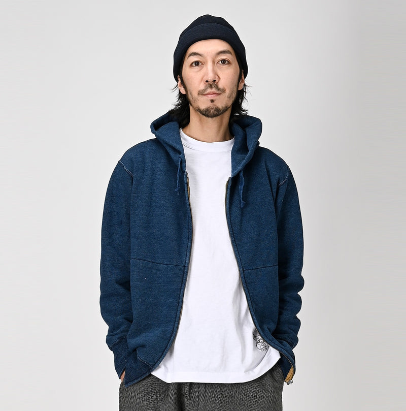 45R Indigo Cotton Fleece 908 Zip Hoodie (Size 1)