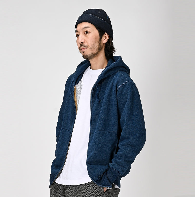 45R Indigo Cotton Fleece 908 Zip Hoodie (Size 1)