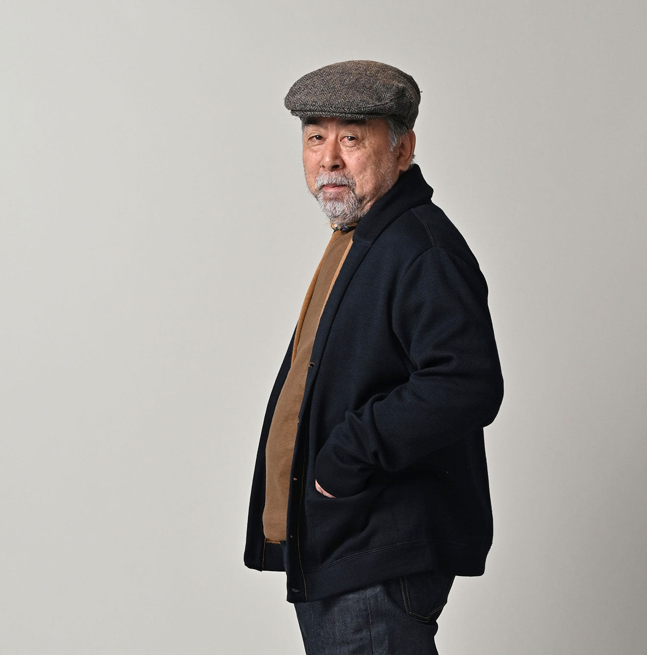 45R Indigo Supima Smooth 908 Shawl Cardigan