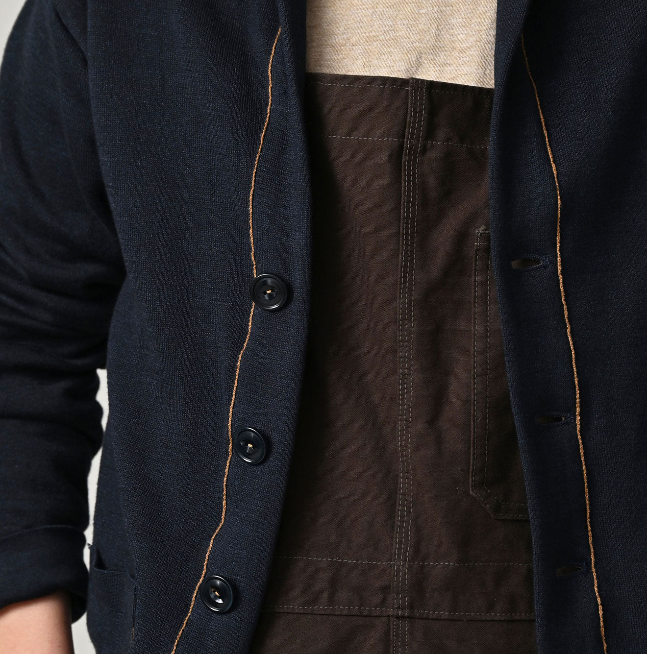 45R Indigo Supima Smooth 908 Shawl Cardigan