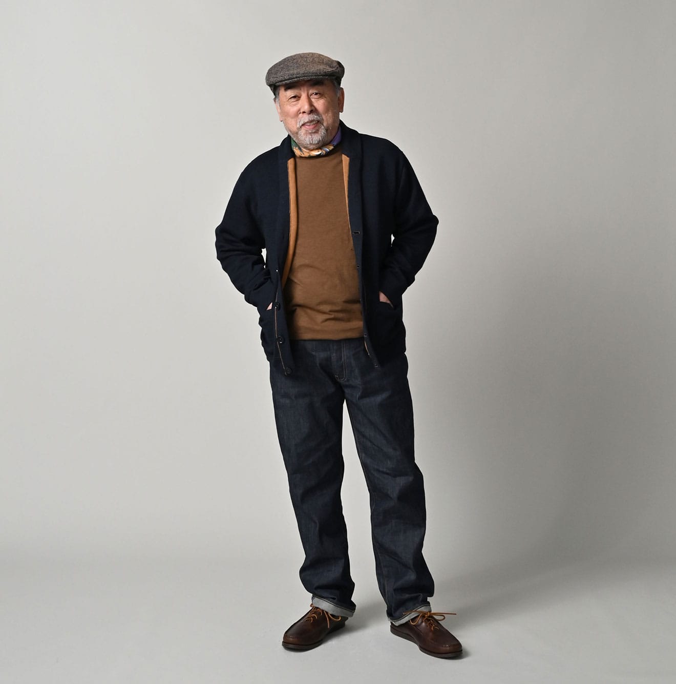 45R Indigo Supima Smooth 908 Shawl Cardigan