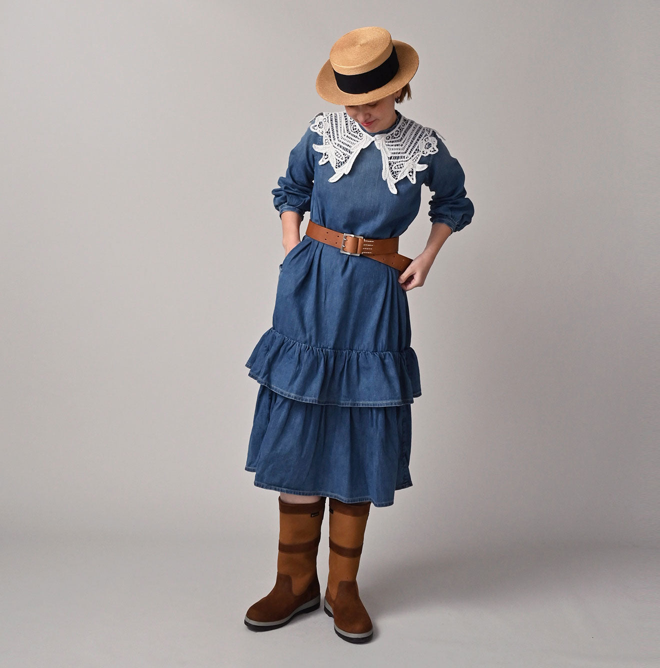 45R Vintage Leather Belt Wide - Image 4