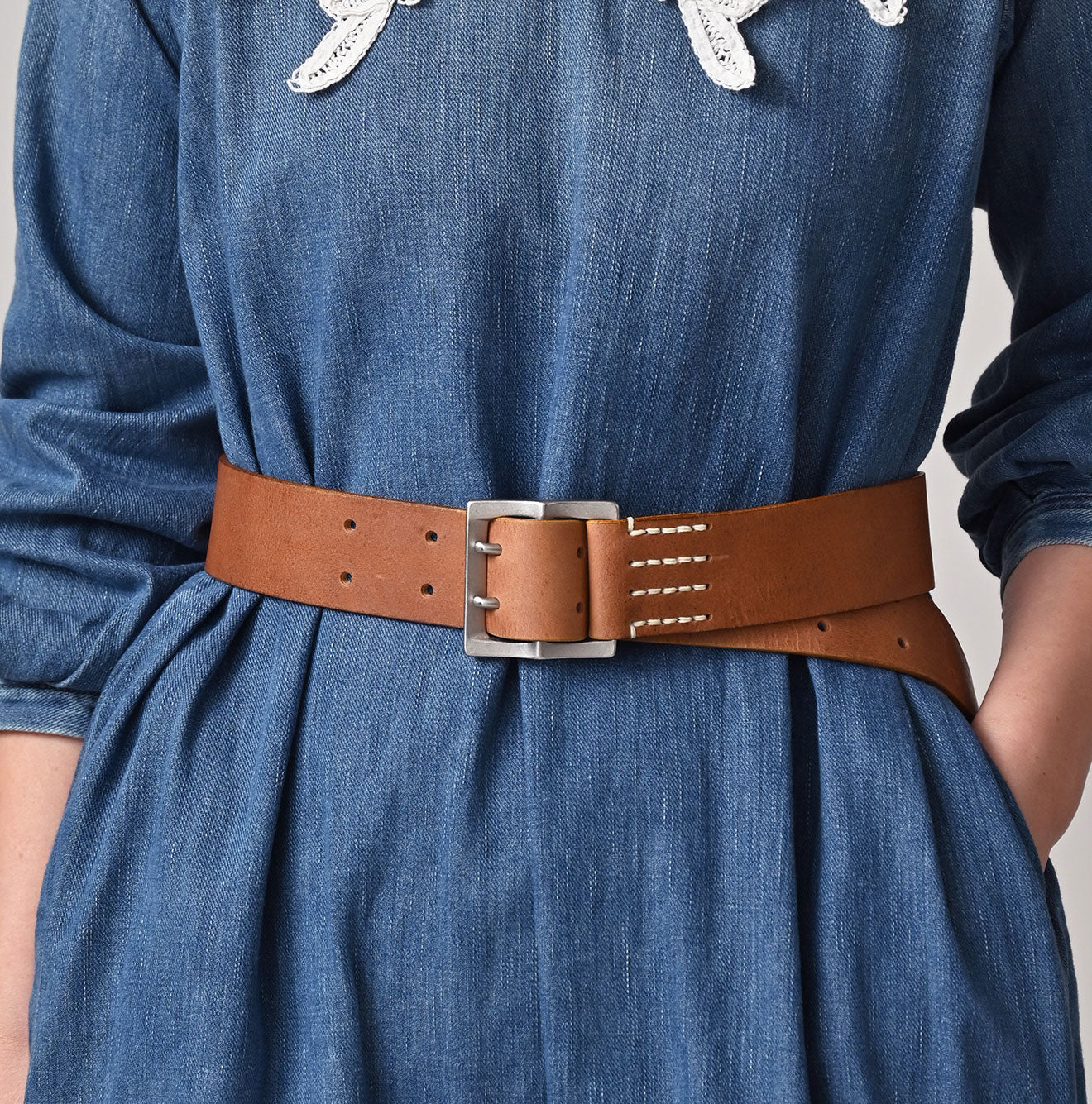 45R Vintage Leather Belt Wide - Image 5