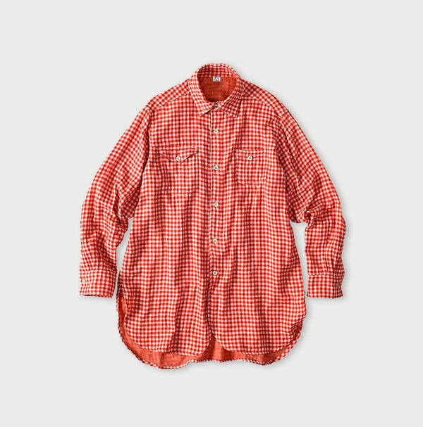 Gauze Doublecloth 908 Plaid Pocket Shirt (Size 1)