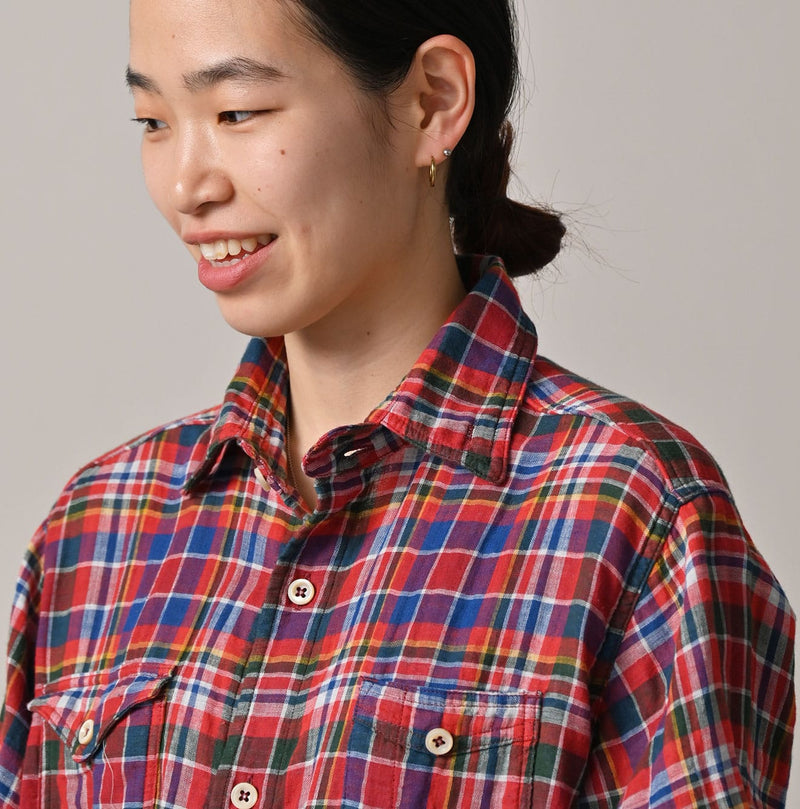 45R Gauze Doublecloth 908 Plaid Pocket Shirt