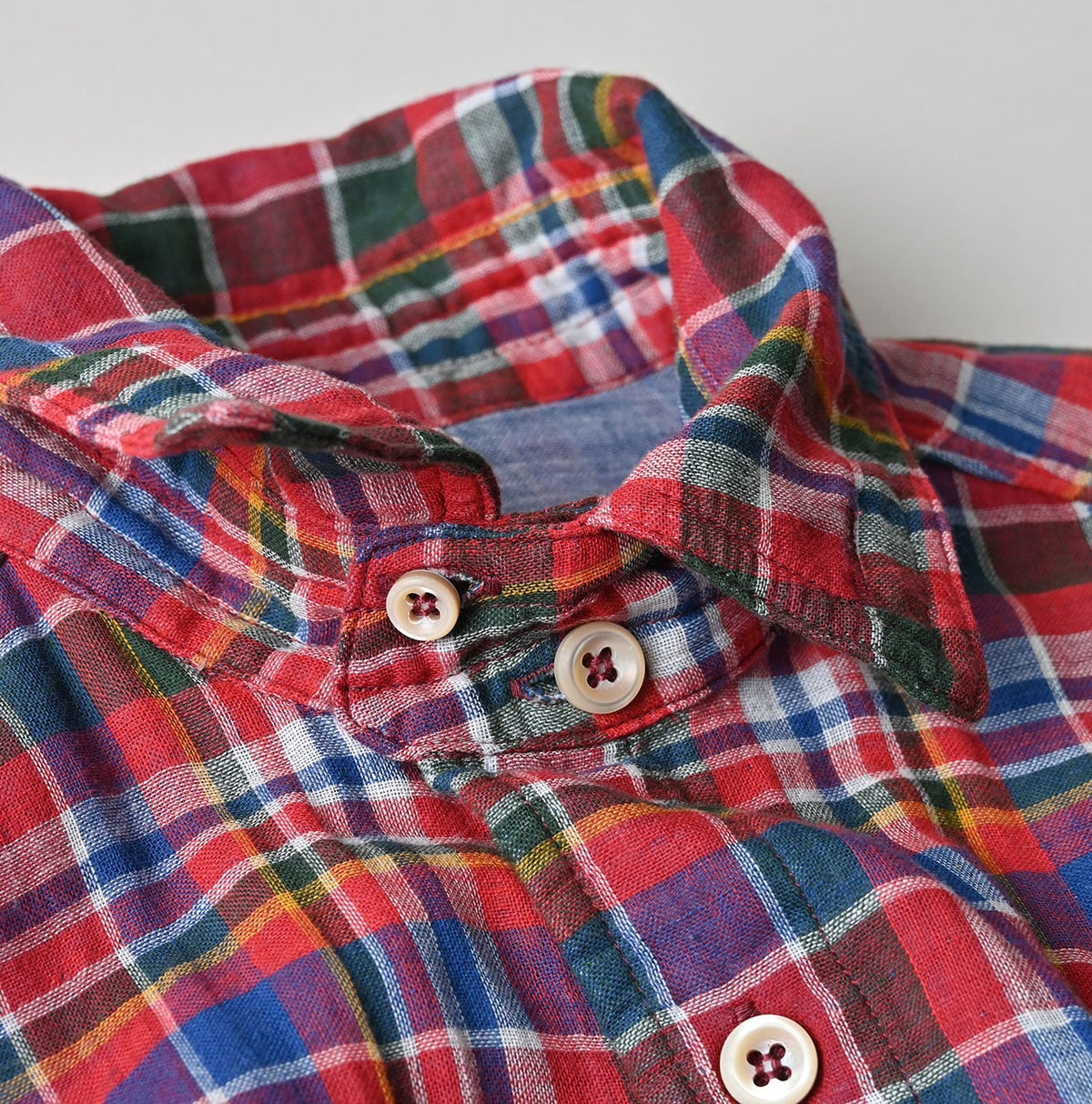 45R Gauze Doublecloth 908 Plaid Pocket Shirt