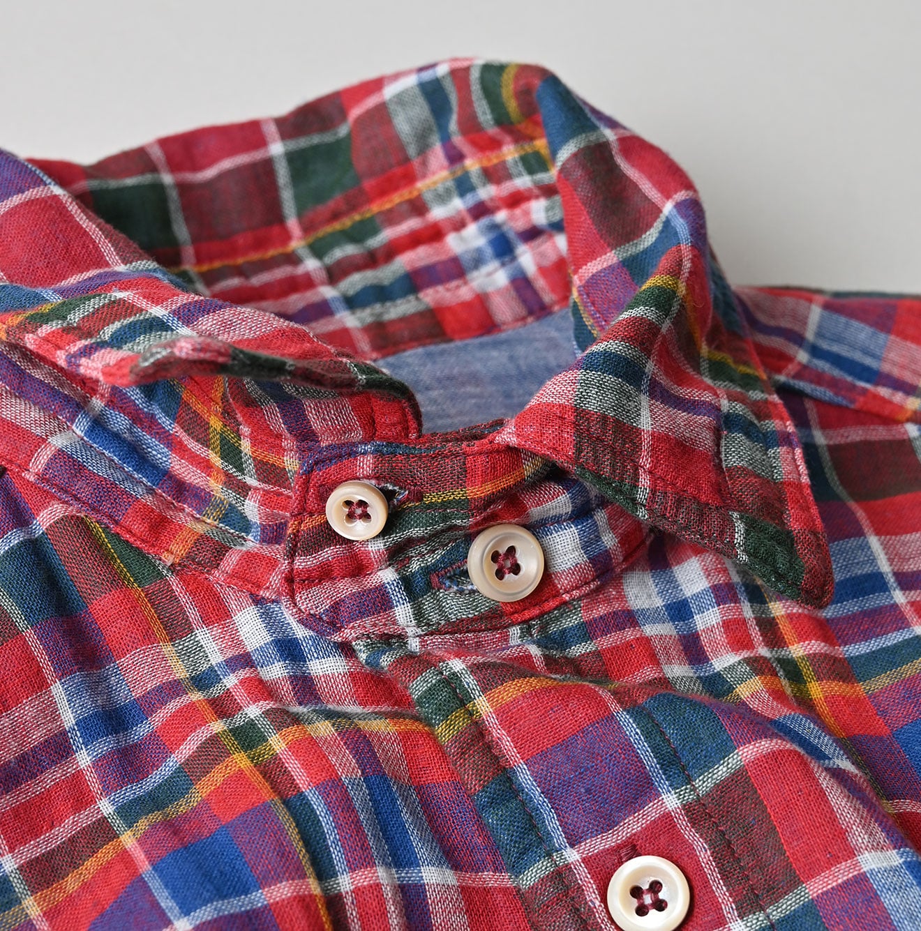 45R Gauze Doublecloth 908 Plaid Pocket Shirt