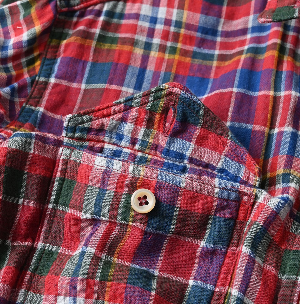 45R Gauze Doublecloth 908 Plaid Pocket Shirt