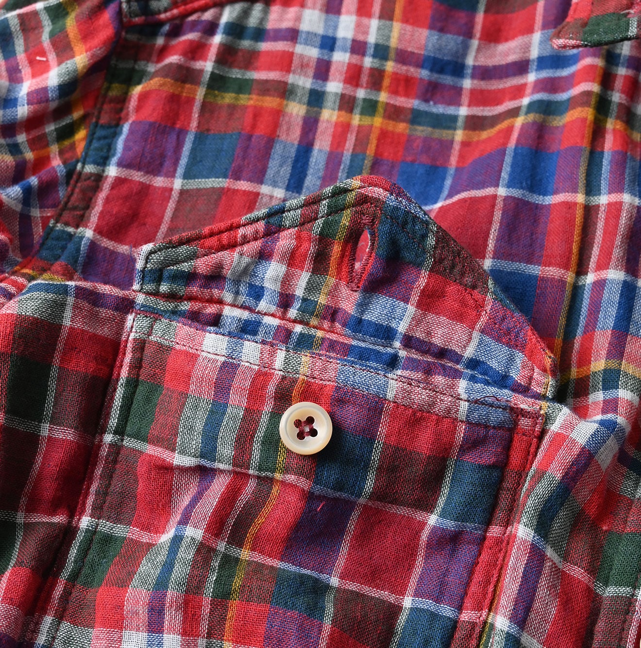 45R Gauze Doublecloth 908 Plaid Pocket Shirt