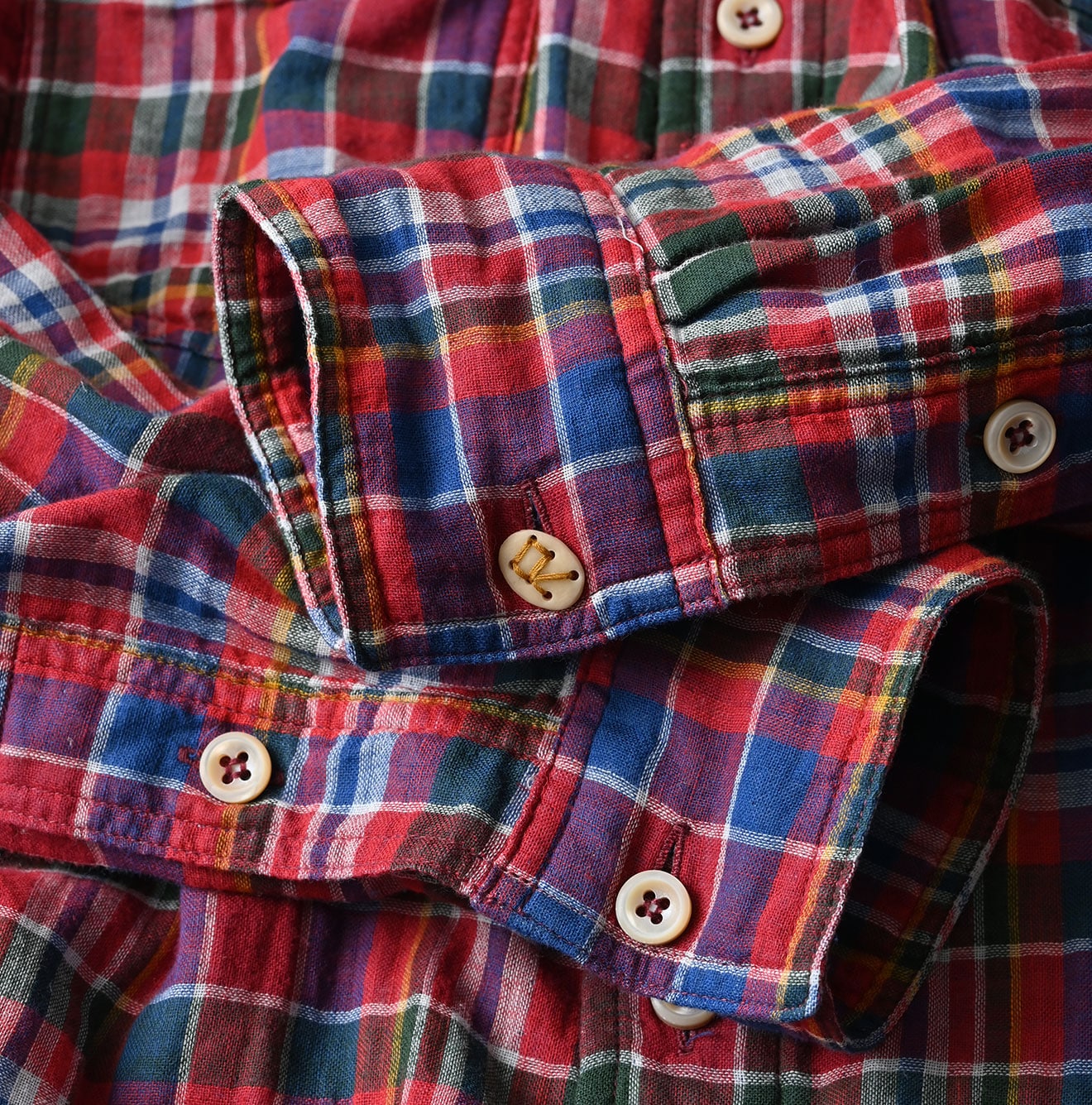 45R Gauze Doublecloth 908 Plaid Pocket Shirt
