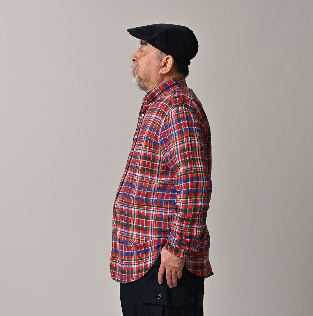 45R Gauze Doublecloth 908 Plaid Loafer Shirt