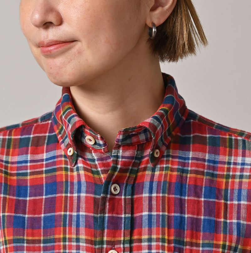 45R Gauze Doublecloth 908 Plaid Loafer Shirt