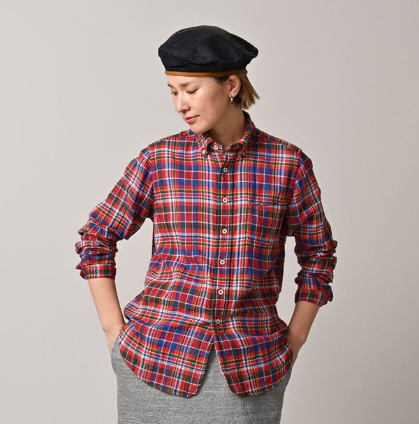 45R Gauze Doublecloth 908 Plaid Loafer Shirt