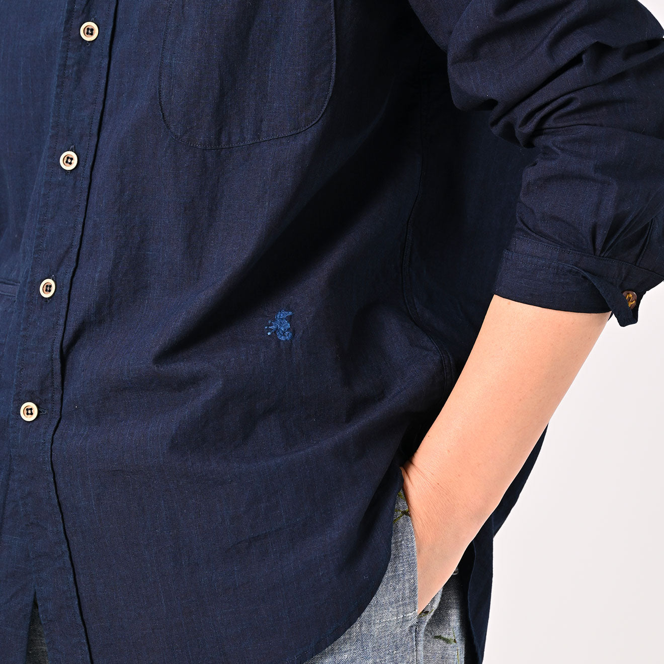 45R Indigo Batistie 908 Ocean Buttondown Shirt