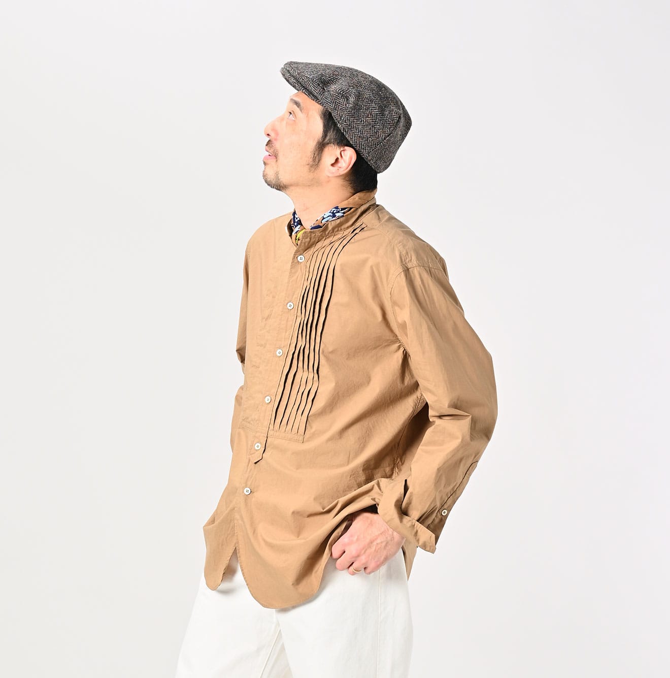 45R Batistie 908 Pintuck Stand Collar Shirt