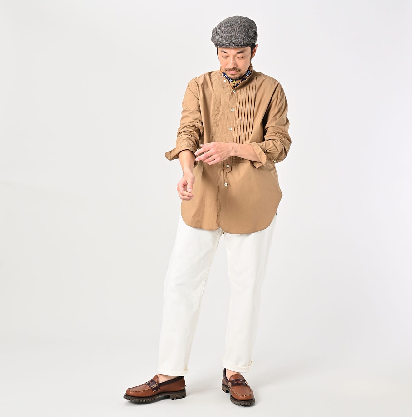 45R Batistie 908 Pintuck Stand Collar Shirt