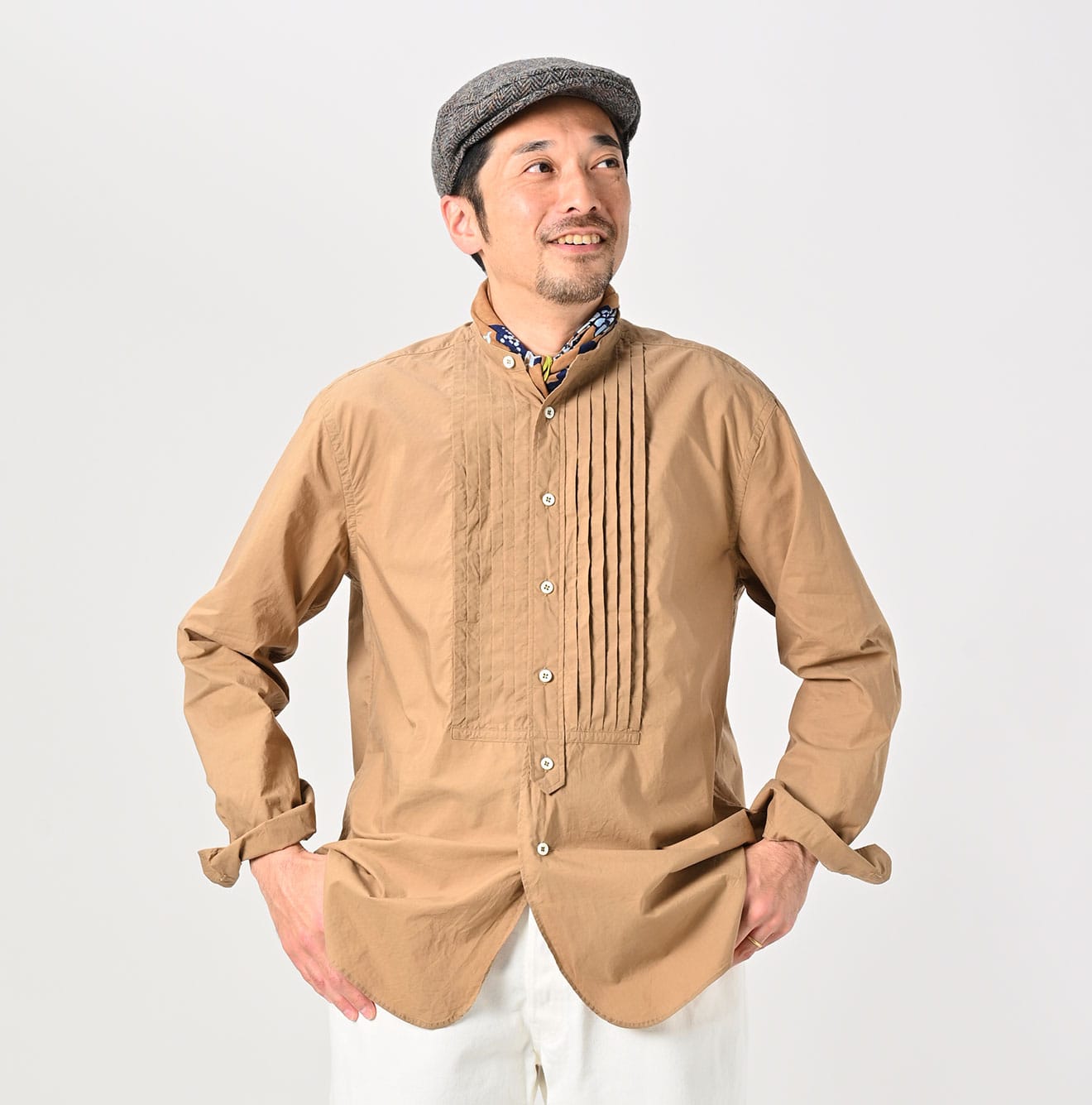 45R Batistie 908 Pintuck Stand Collar Shirt