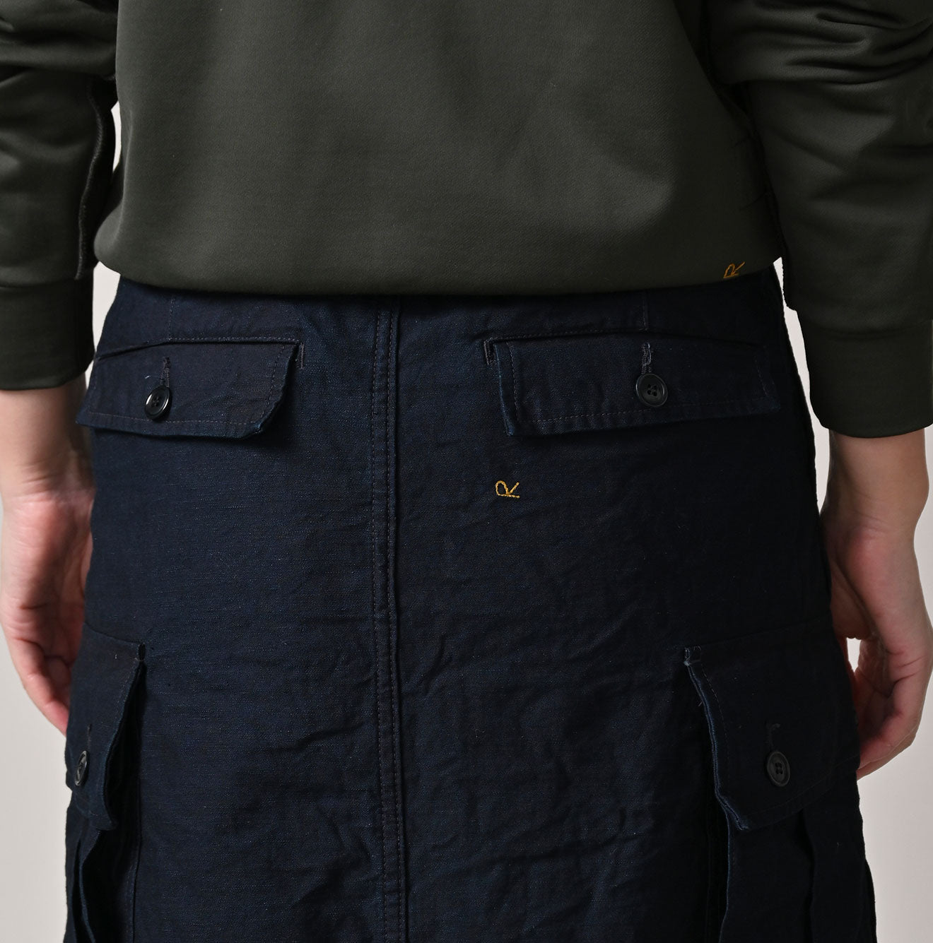 45R Indigo Back Sateen Cargo Skirt