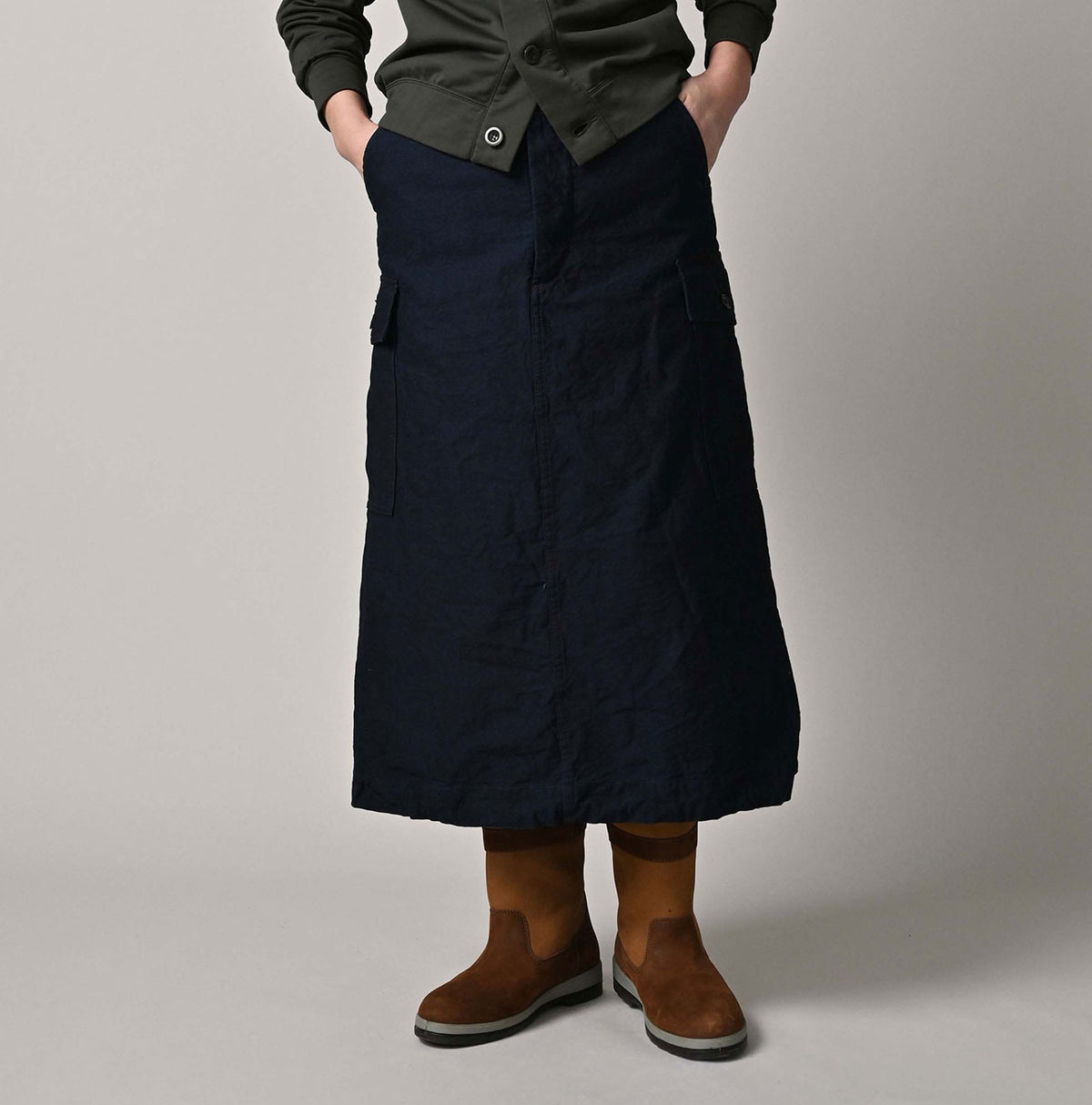 45R Indigo Back Sateen Cargo Skirt