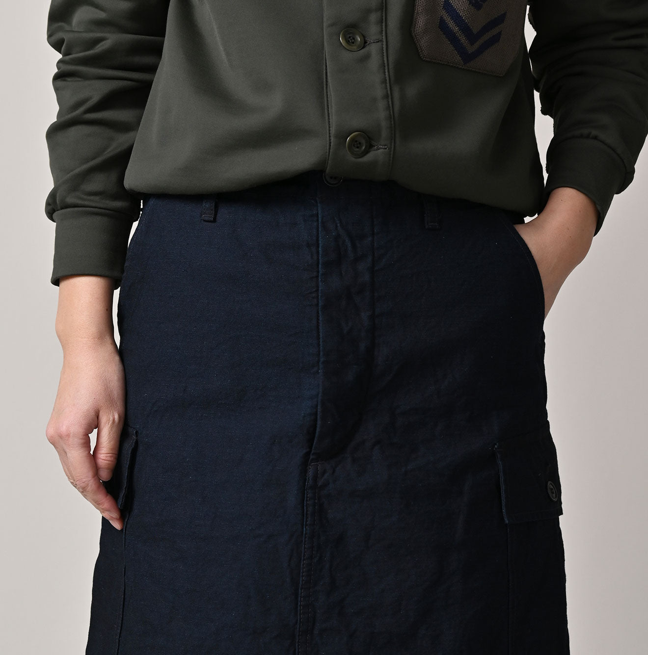 45R Indigo Back Sateen Cargo Skirt