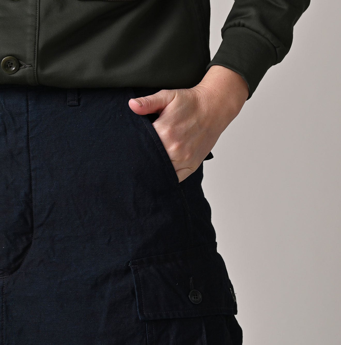 45R Indigo Back Sateen Cargo Skirt