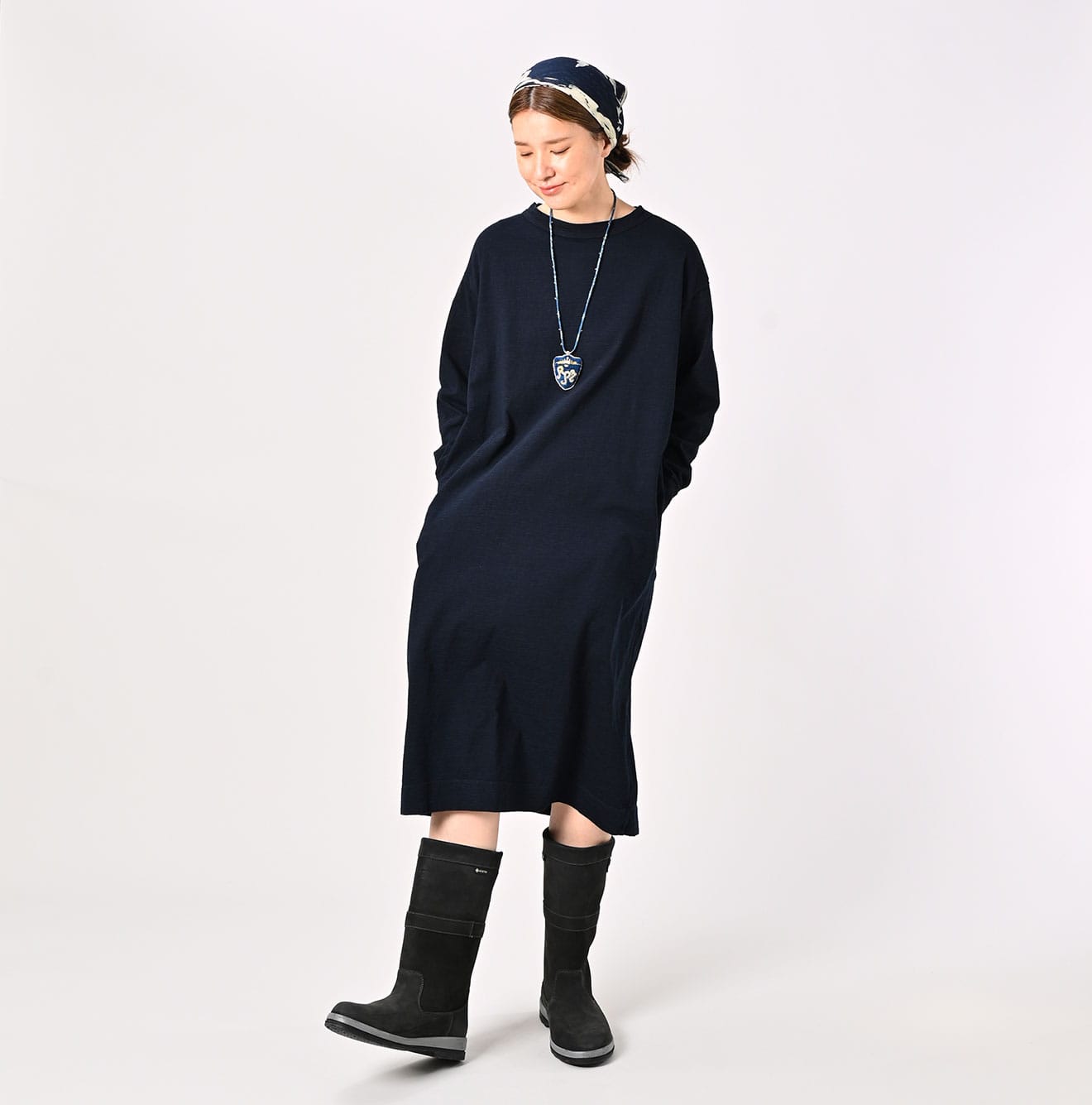 45R Indigo 45 Star 908 Long Sleeve Dress