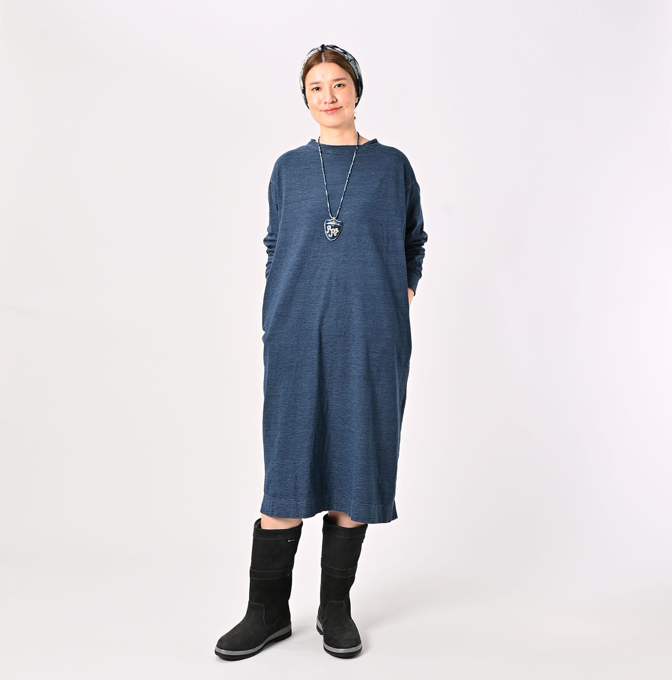 45R Indigo 45 Star 908 Long Sleeve Dress