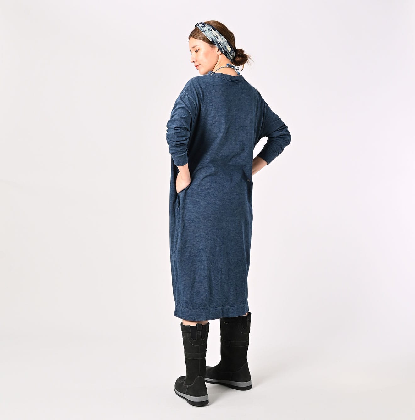 45R Indigo 45 Star 908 Long Sleeve Dress