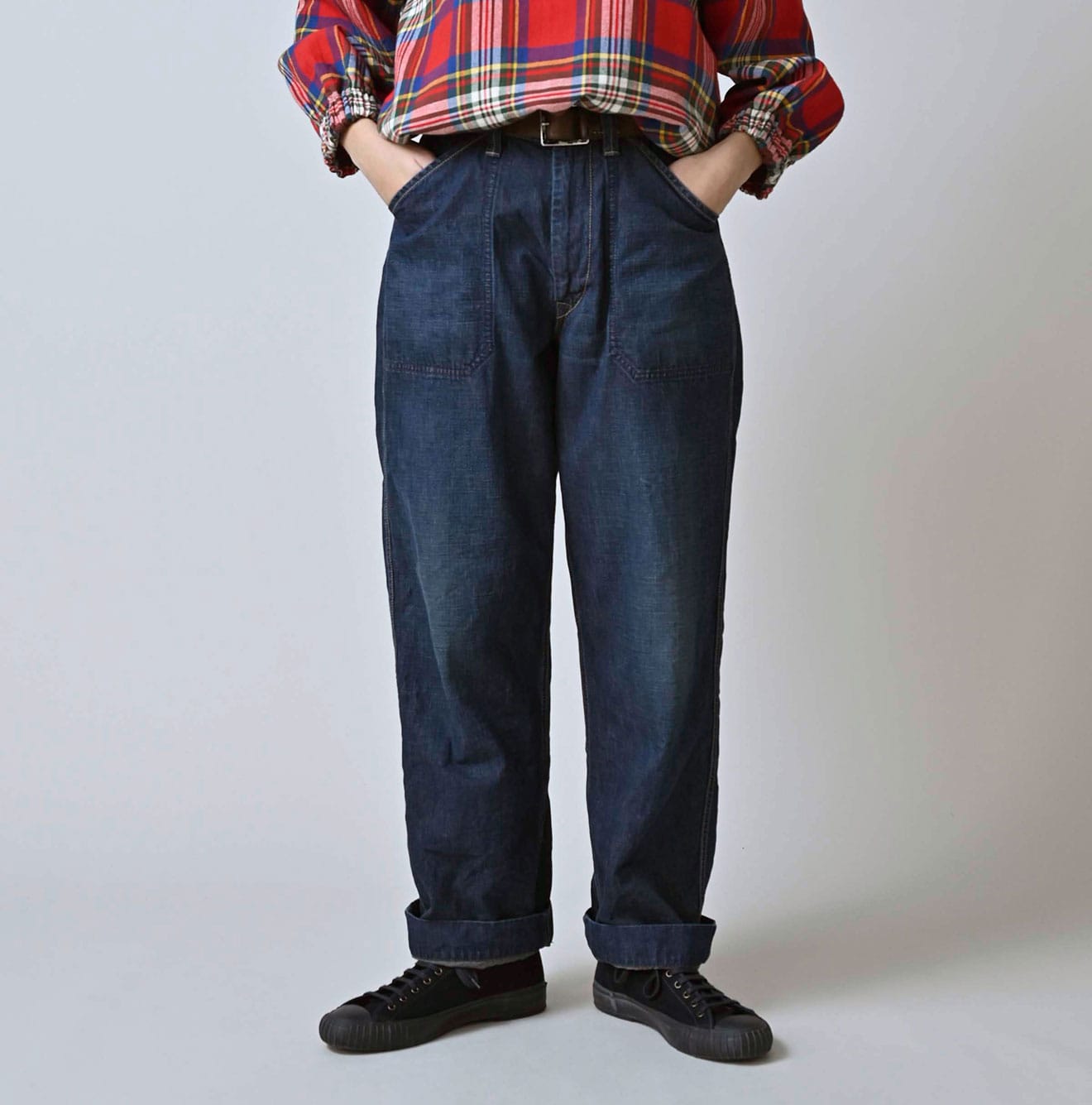 45R ハケ目カットワークのペチパンツ（インディゴ）　45rpm Indigo 908 Work Painter Pants Distressed | 45R Official Online