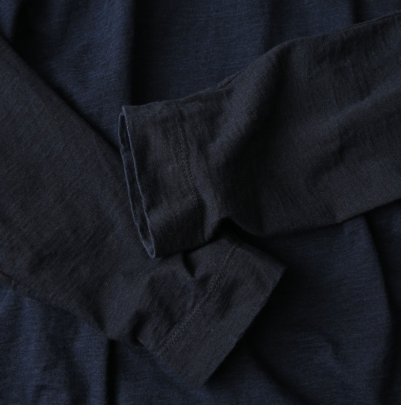 45R Indigo Yock Neck Big Slit T-shirt