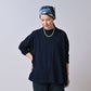 45R Indigo Yock Neck Big Slit T-shirt