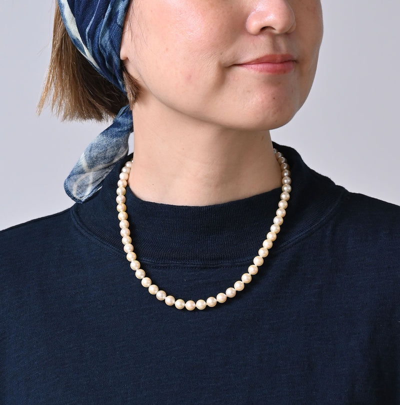 45R Indigo Yock Neck Big Slit T-shirt