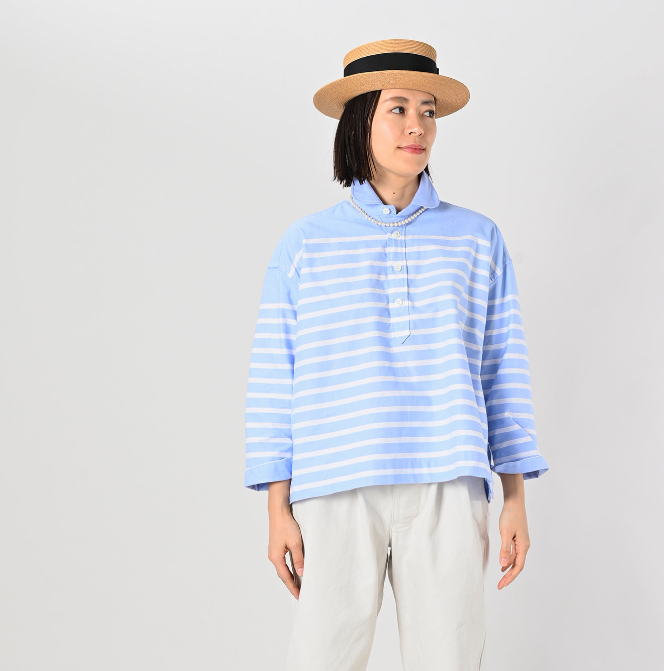 45R Supima Oxford Basque M-shirt