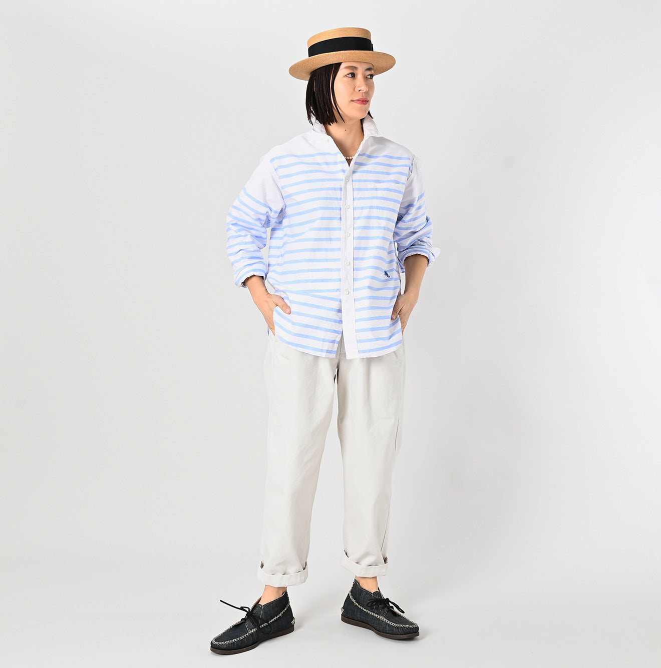 45R Supima Oxford 908 Ocean Basque Shirt