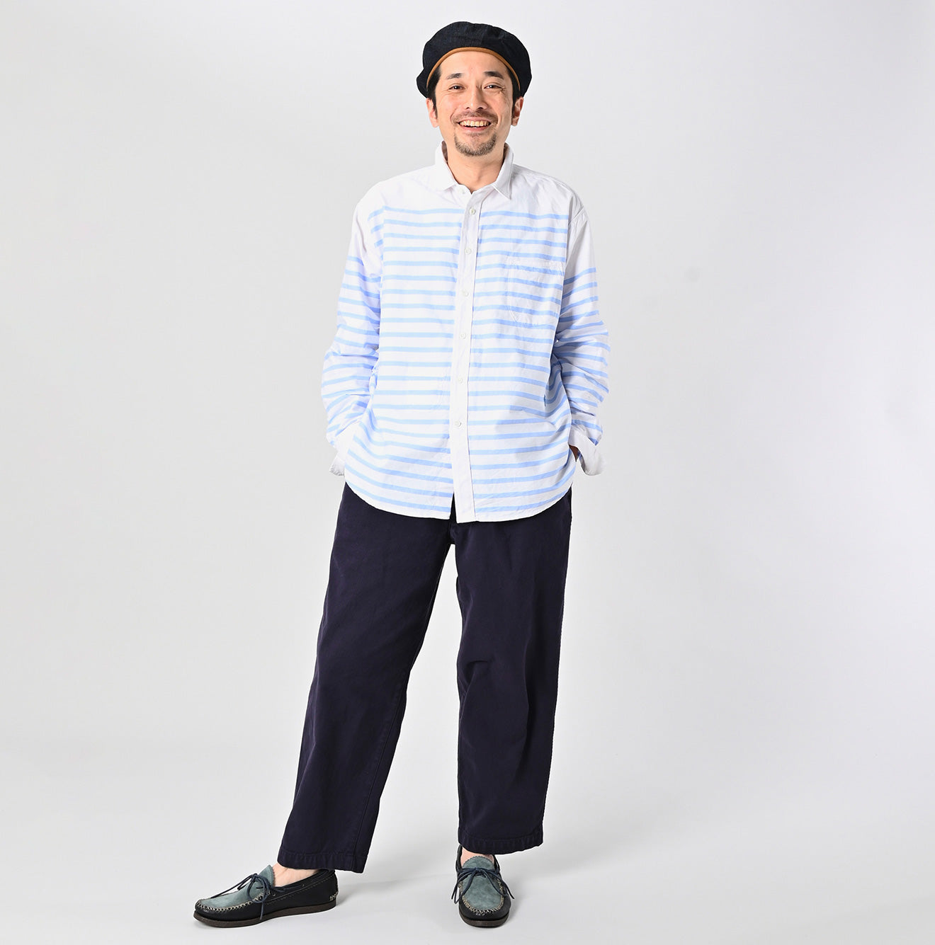 Supima Oxford 908 Ocean Basque Shirt - 45R by 45rpm studio