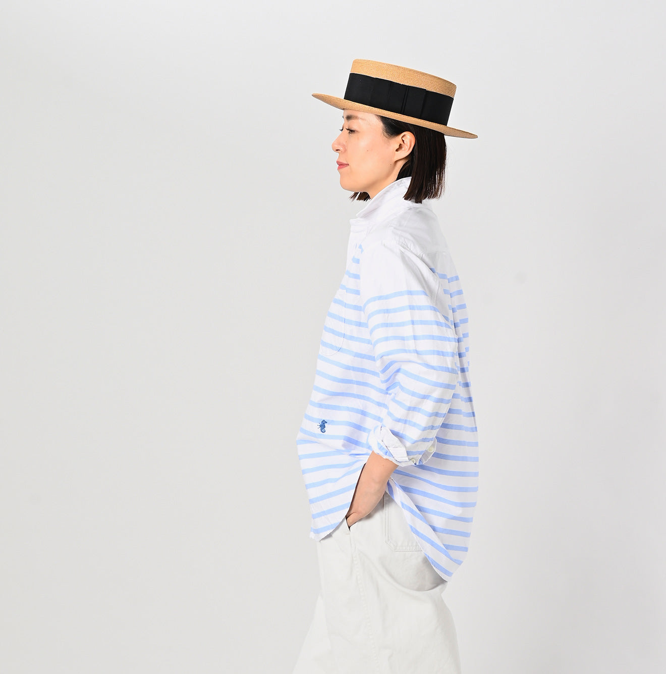 45R Supima Oxford 908 Ocean Basque Shirt