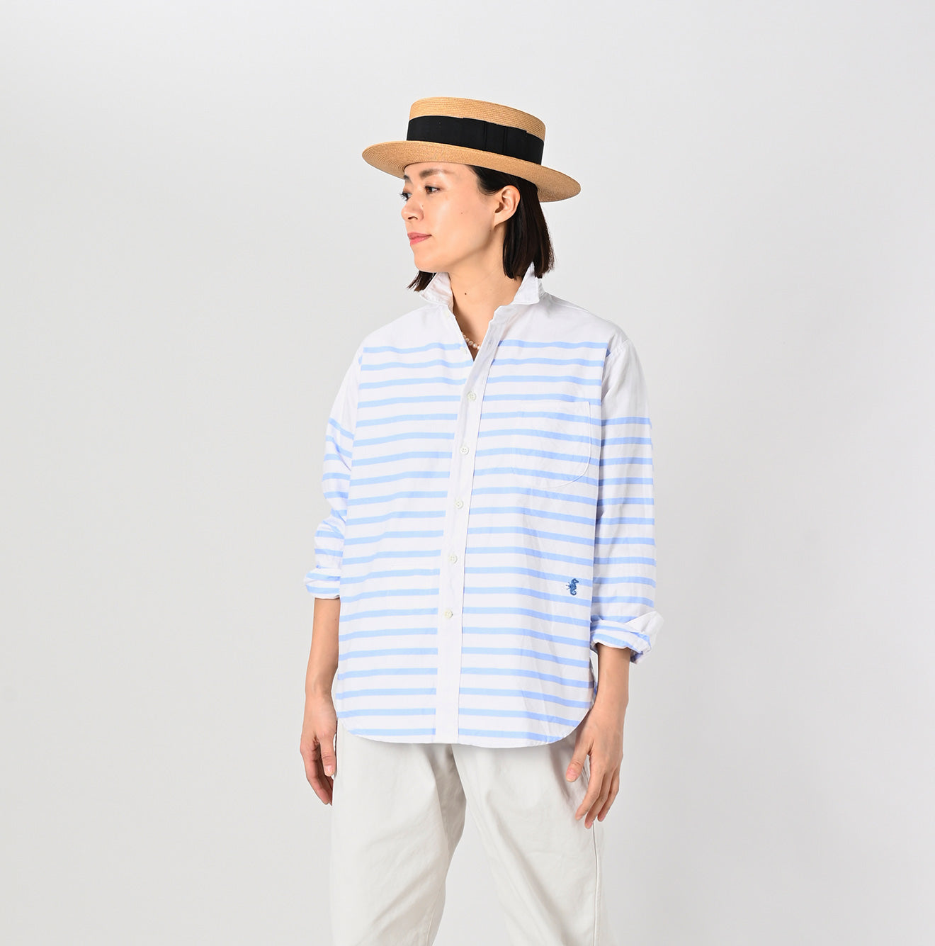 Supima Oxford 908 Ocean Basque Shirt - 45R by 45rpm studio