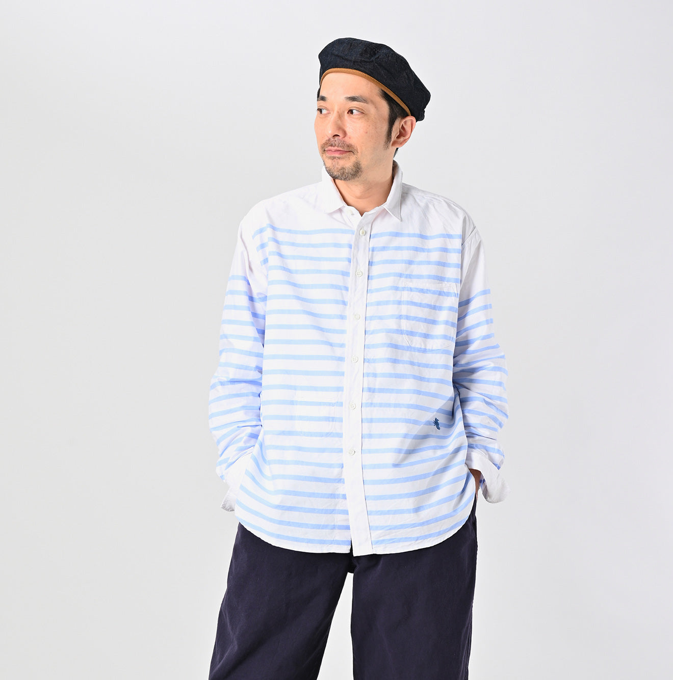 45R Supima Oxford 908 Ocean Basque Shirt