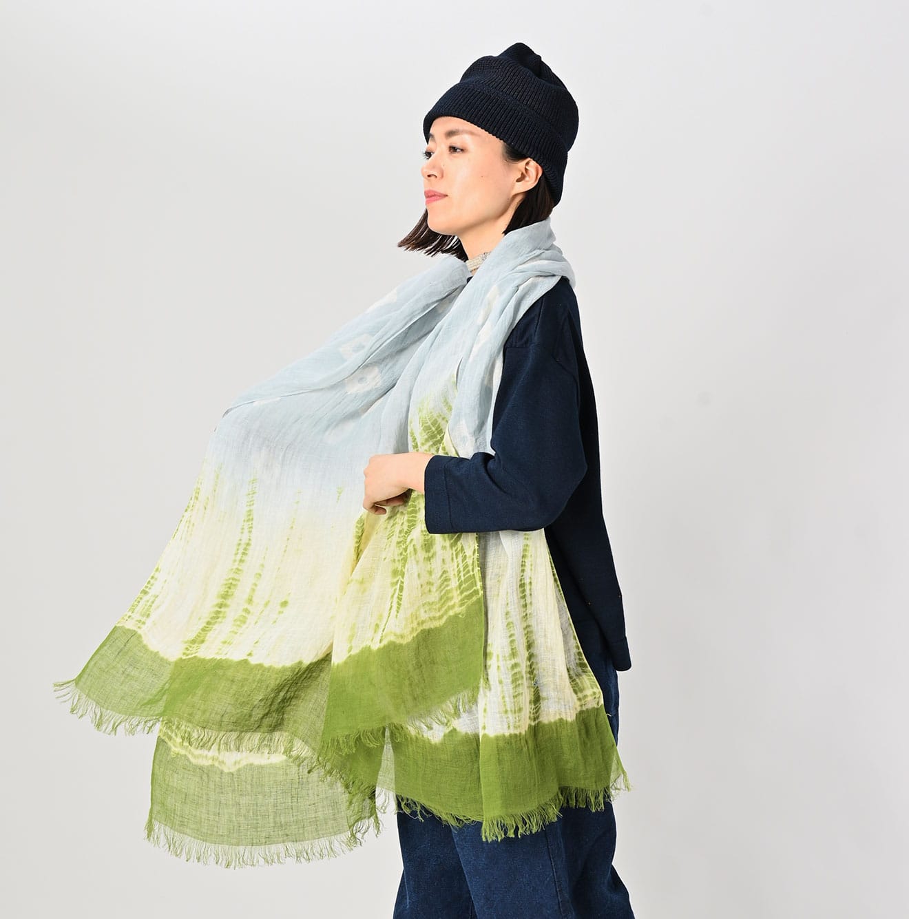 45R Shibori Linen Stole