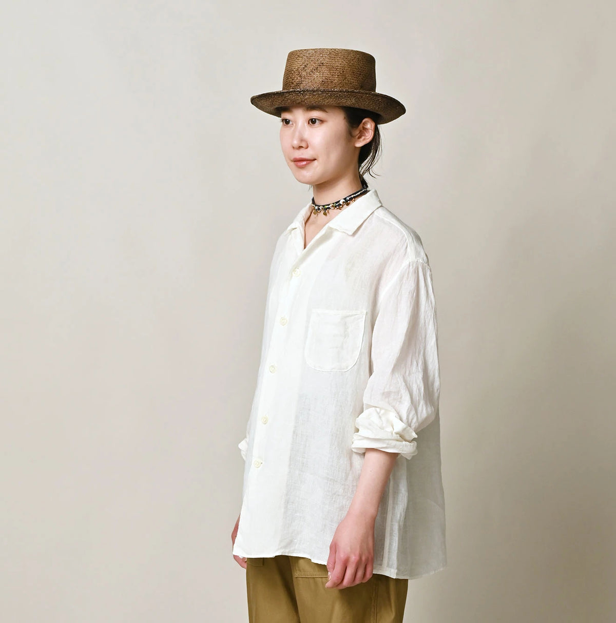 45R Linen 908 Open-Collar Shirt