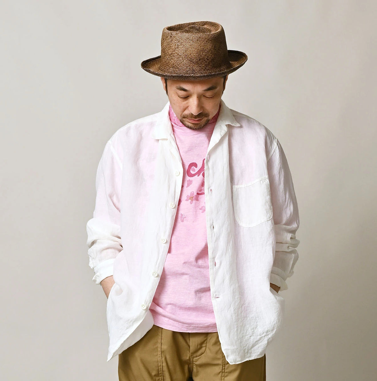 45R Linen 908 Open-Collar Shirt