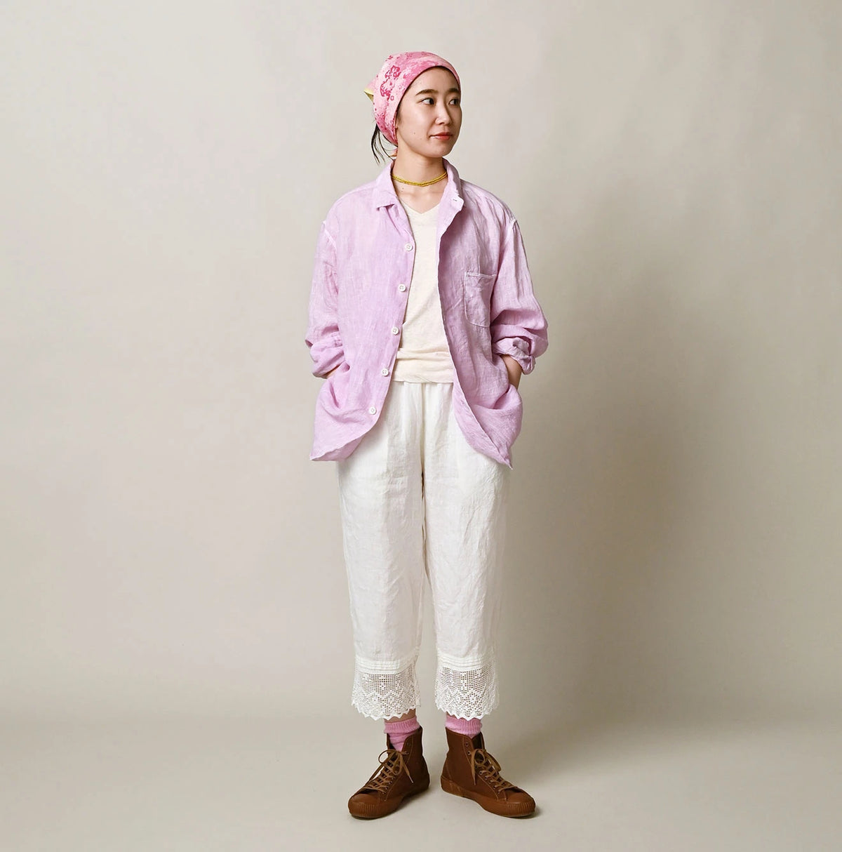 45R Linen 908 Open-Collar Shirt (Plant-Based Dye)