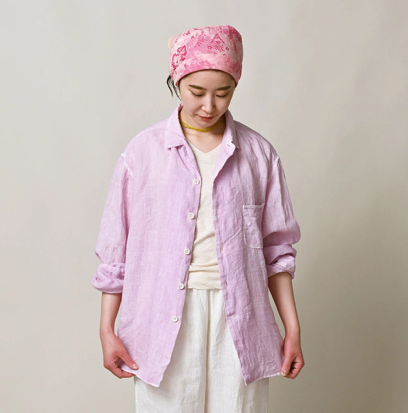 45R Linen 908 Open-Collar Shirt (Plant-Based Dye) - Image 5