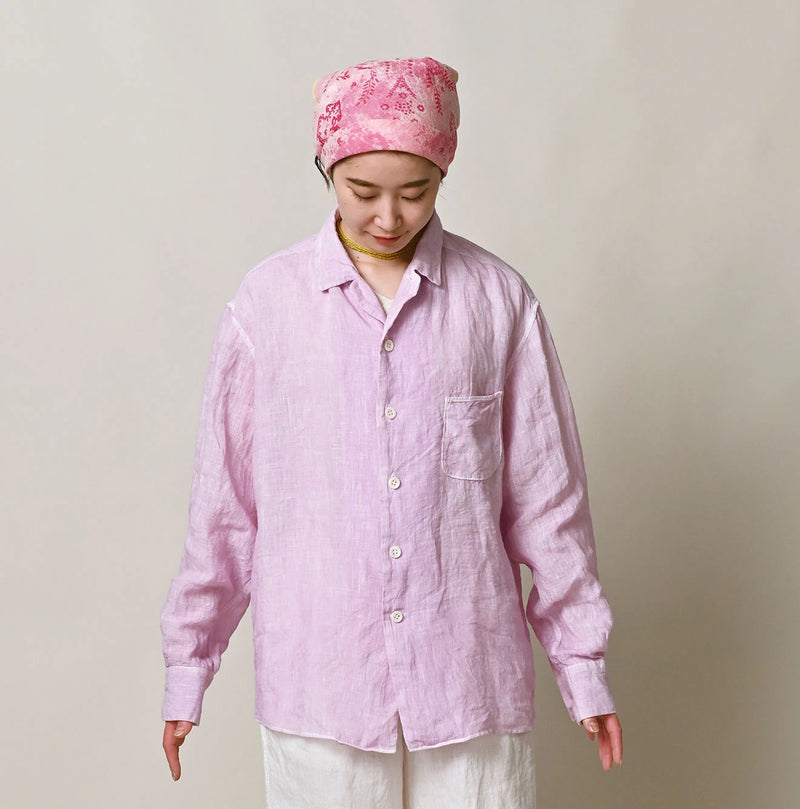 45R Linen 908 Open-Collar Shirt (Plant-Based Dye) - Image 8